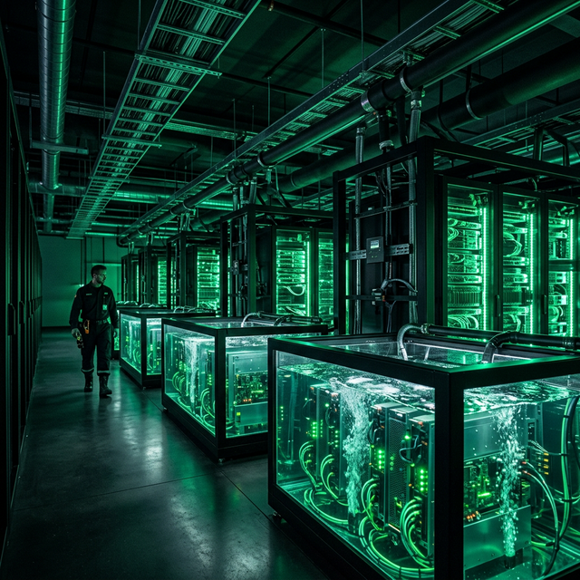 High-tech liquid immersion cooling data center